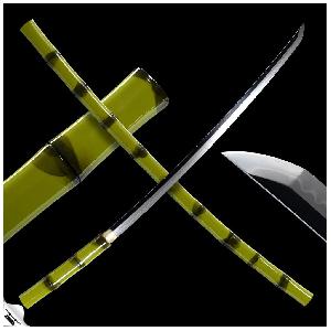 Japan-Swords-Japanese-Take-Shikomizue-zeleny-bambus-T-10-Steel-Real-Choji-Hamon