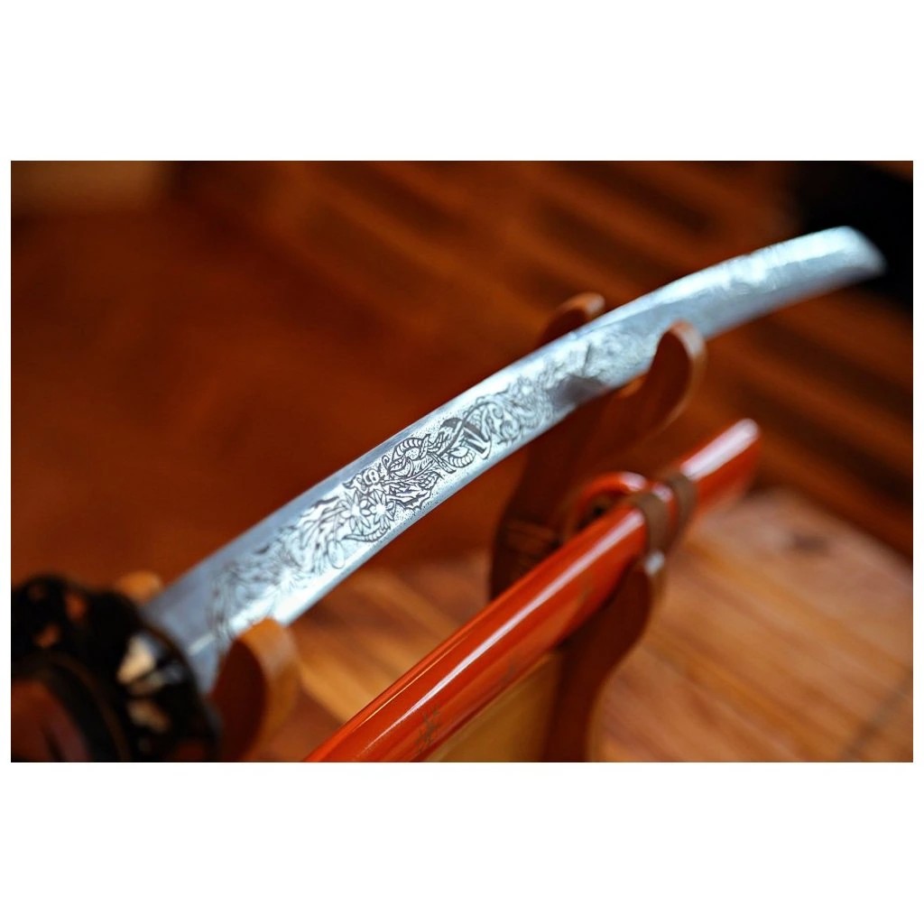 foto Kawashima Dekorativn� me� katana Hirosamu AISI 1045, rytina Horimono