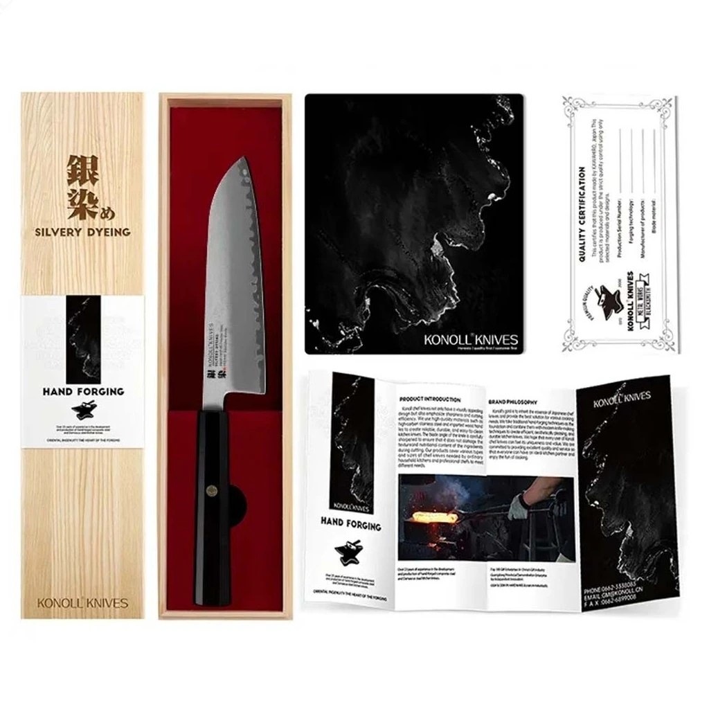 foto Kuchy�sk� n�� Santoku 180 mm Konoll� Silver Dyeing