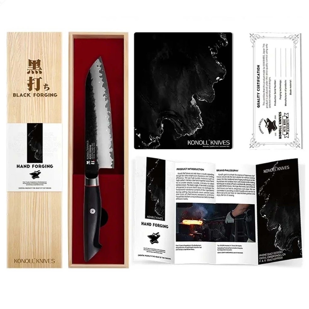 foto Kuchy�sk� n�� Santoku 180 mm Konoll� Black Forging