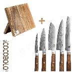 sada 5 kuchy�sk�ch no�� SOK Cocobolo White Damascus + magnetick� stoj�nek