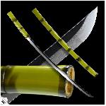 Japan Swords Japanese Take Shikomizue, zelen� bambus, Folded Steel, Real Choji Hamon